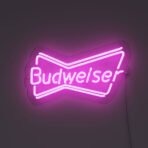 budweiser bowtie neon sign purple