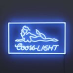 coors beer neon sign blue