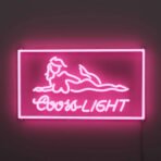 coors beer neon sign pink