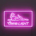 coors beer neon sign purple