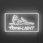 coors beer neon sign white