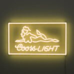 coors beer neon sign yellow