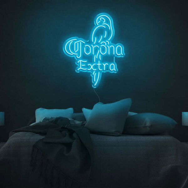 corona neon sign light blue