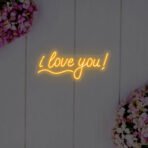 i love you neon sign orange