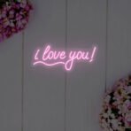 i love you neon sign pink