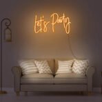 lets party neon sign orange