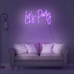 lets party neon sign purple