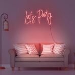 lets party neon sign red