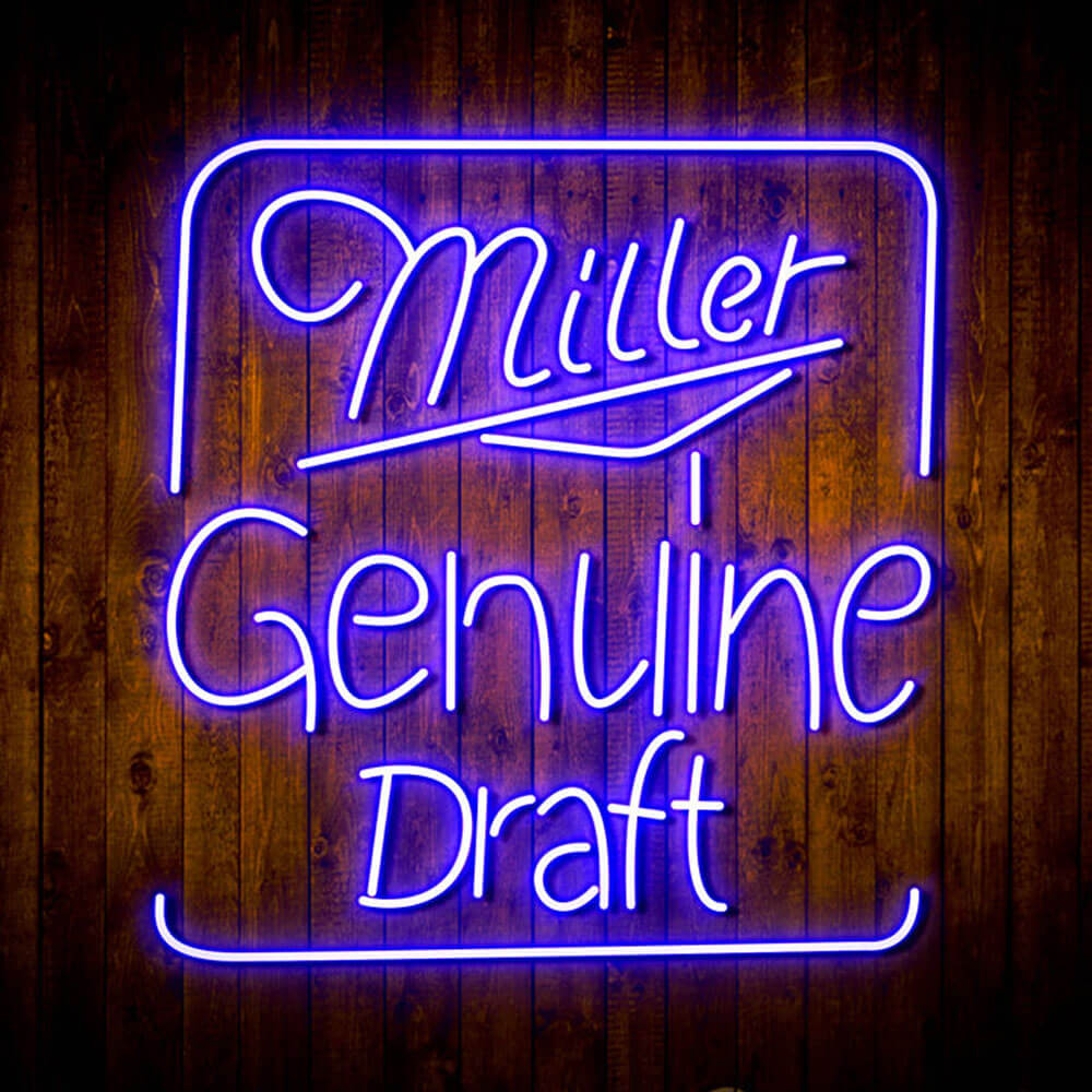 miller genuine draft neon sign blue