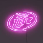 miller lite neon sign purple