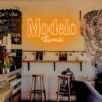 modelo neon sign orange