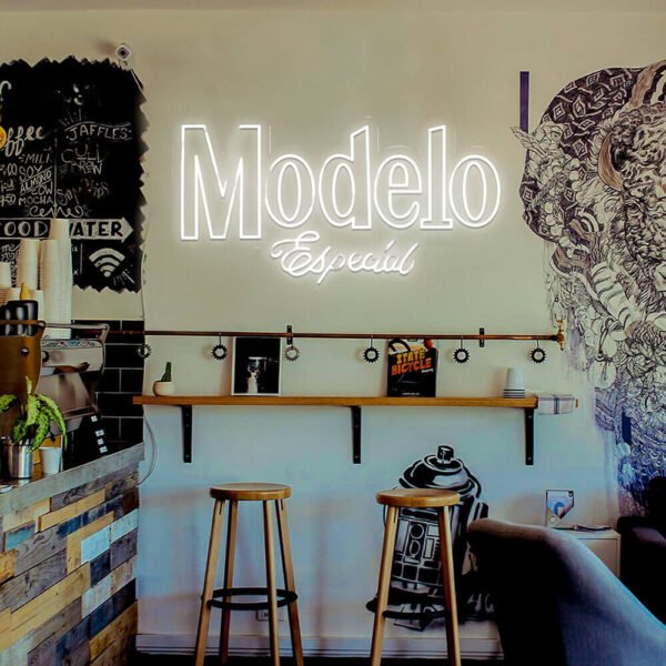 modelo neon sign white