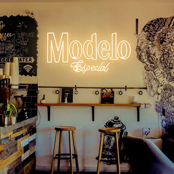 modelo neon sign yellow