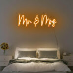 mr and mrs neon sign orange