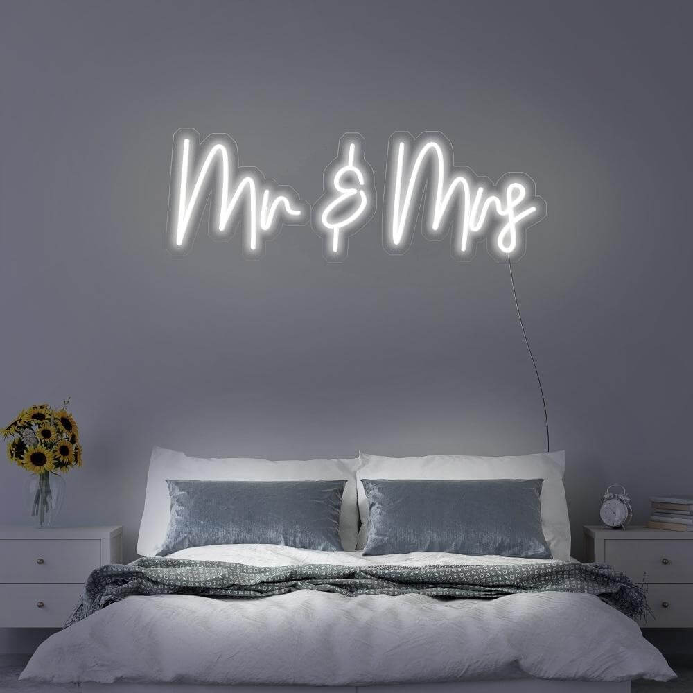 mr and mrs neon sign white