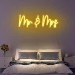 mr and mrs neon sign yellow