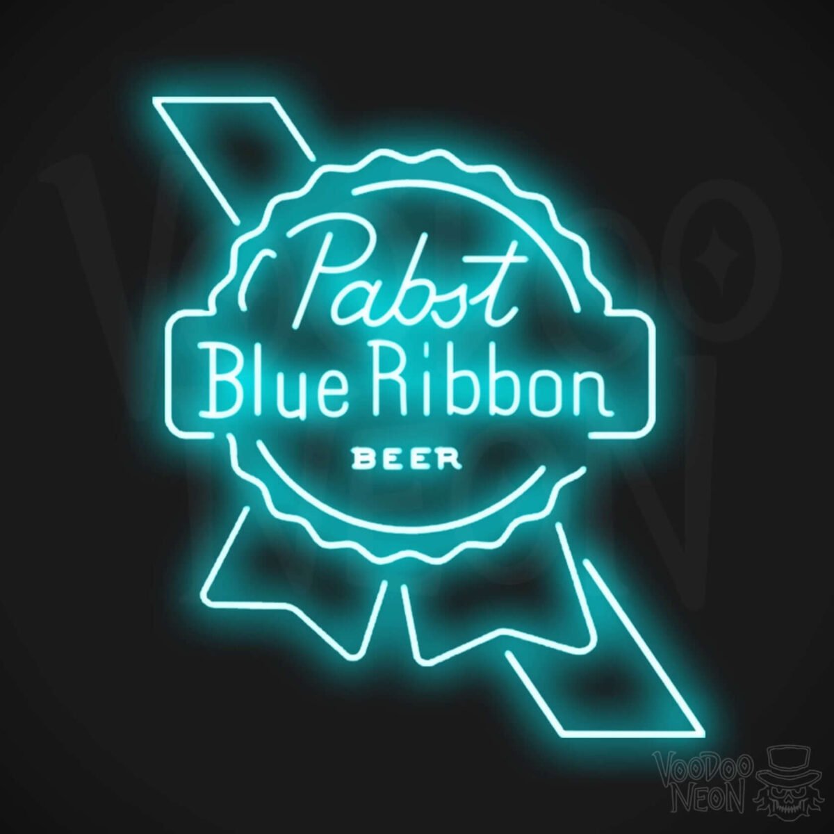 pabst blue ribbon neon sign blue