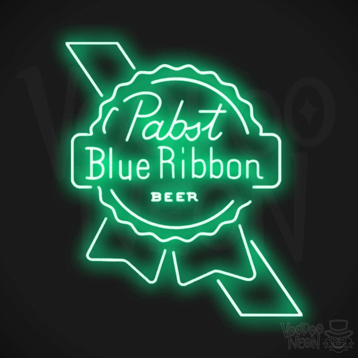 pabst blue ribbon neon sign green