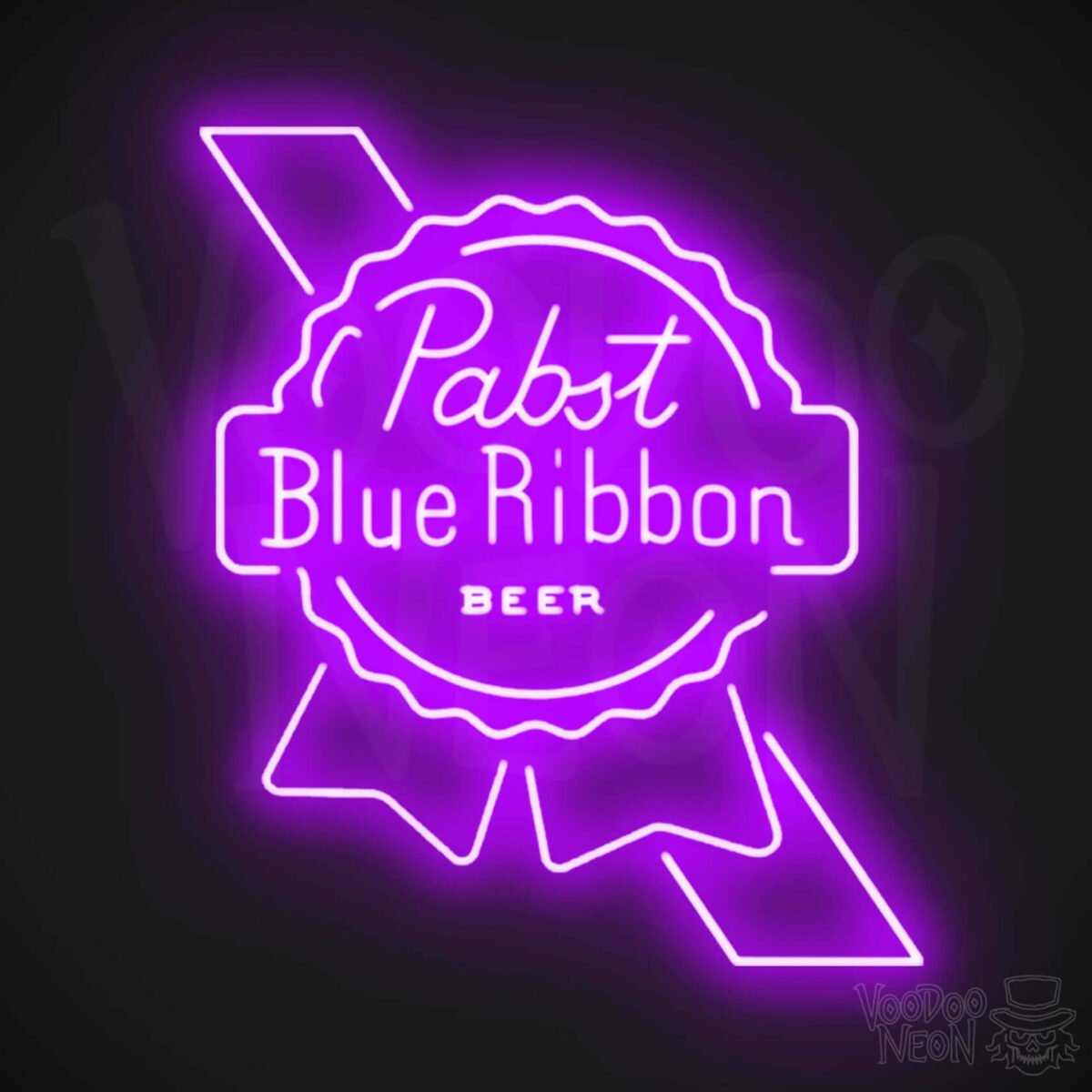 pabst blue ribbon neon sign purple