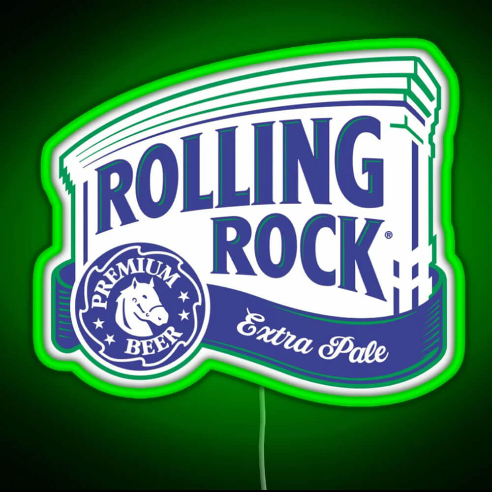 rolling rock neon sign green