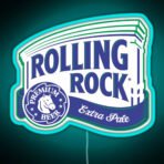 rolling rock neon sign light blue