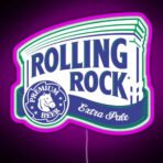 rolling rock neon sign purple