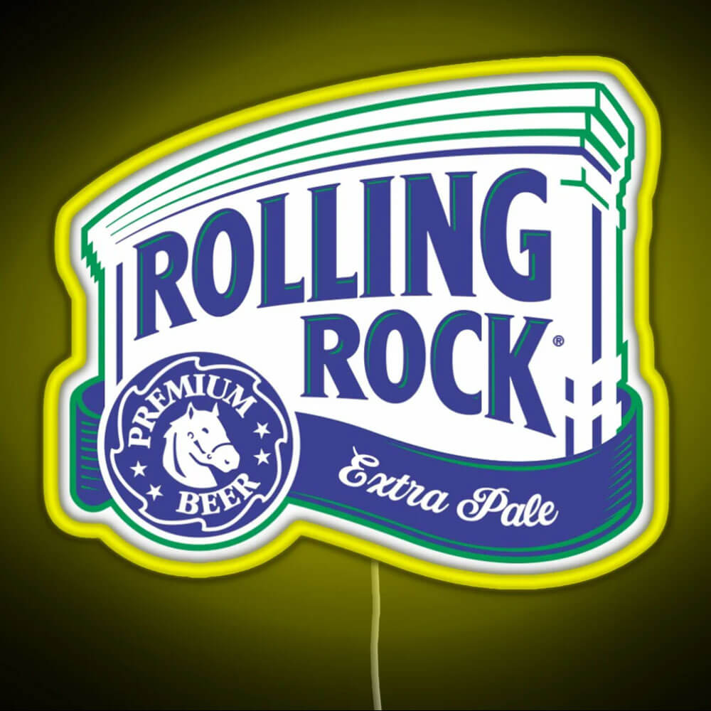rolling rock neon sign yellow