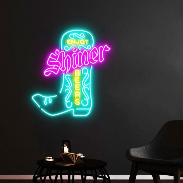 shiner bock neon sign light blue