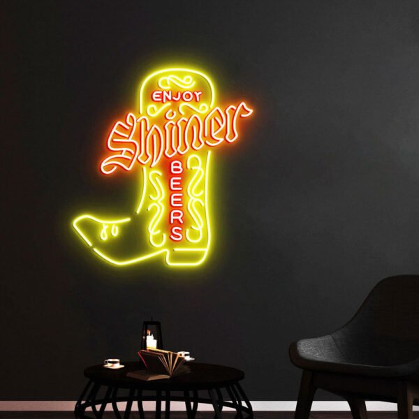 shiner bock neon sign yellow