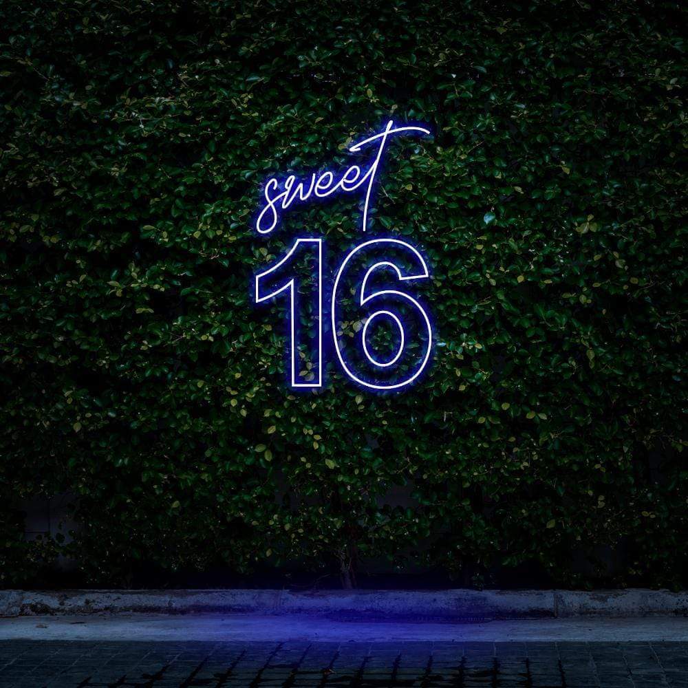 sweet 16 neon sign blue