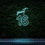 sweet 16 neon sign light blue