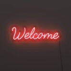 welcome neon sign red