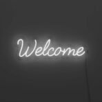 welcome neon sign white