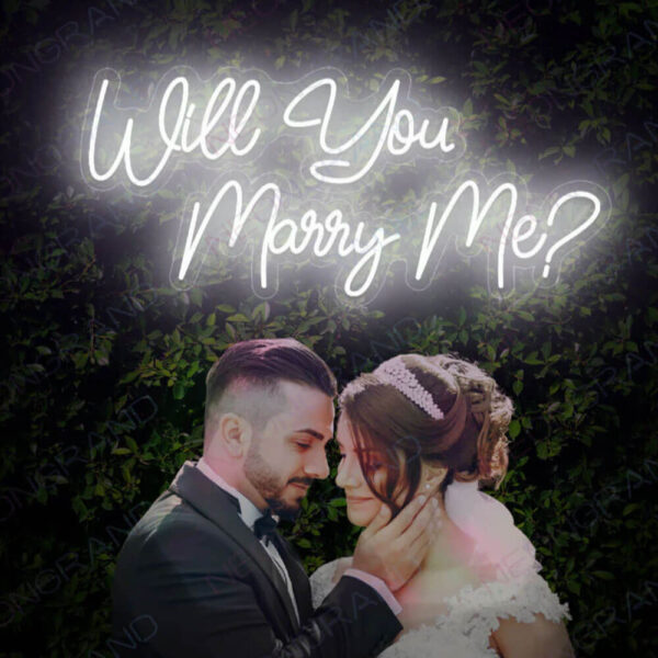 will you marry me neon sign white