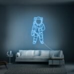 astronaut neon sign light blue