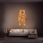 astronaut neon sign orange