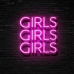 girls girls girls neon sign pink