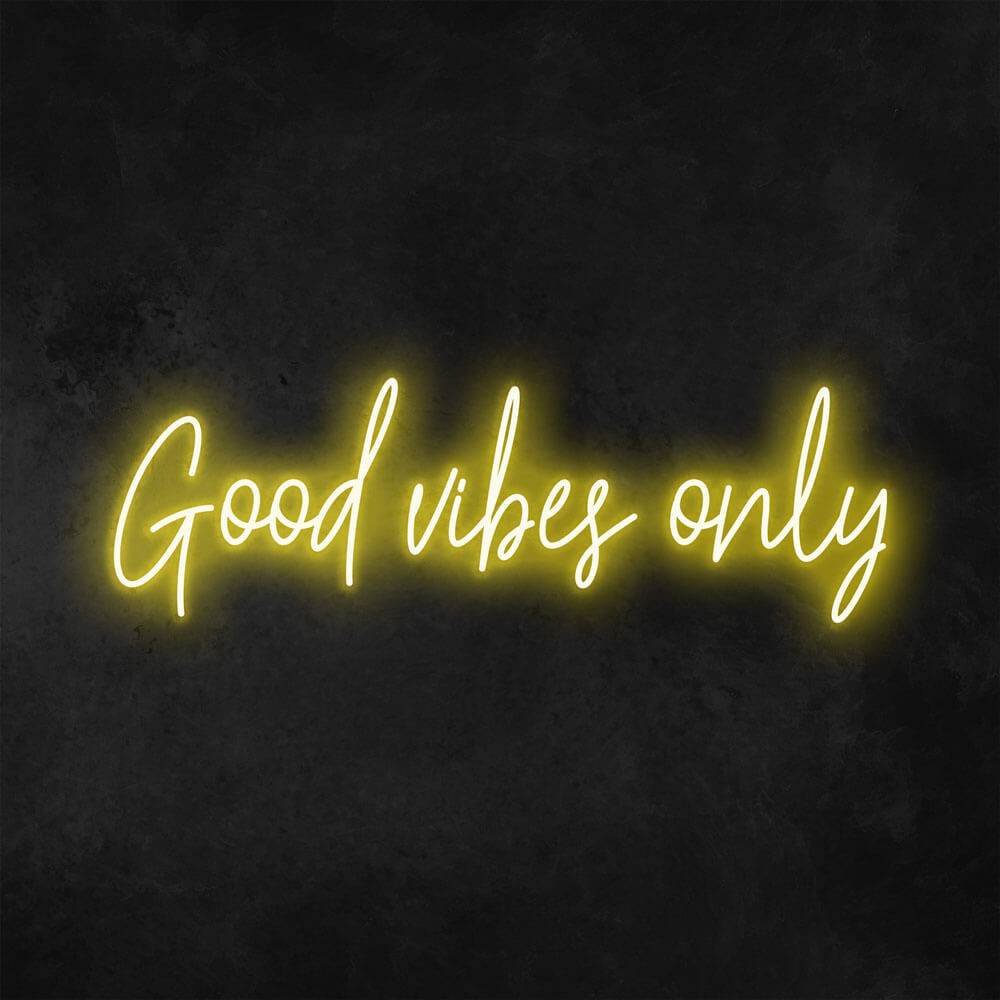 good vibes only neon sign yellow