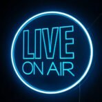 live on air neon sign blue