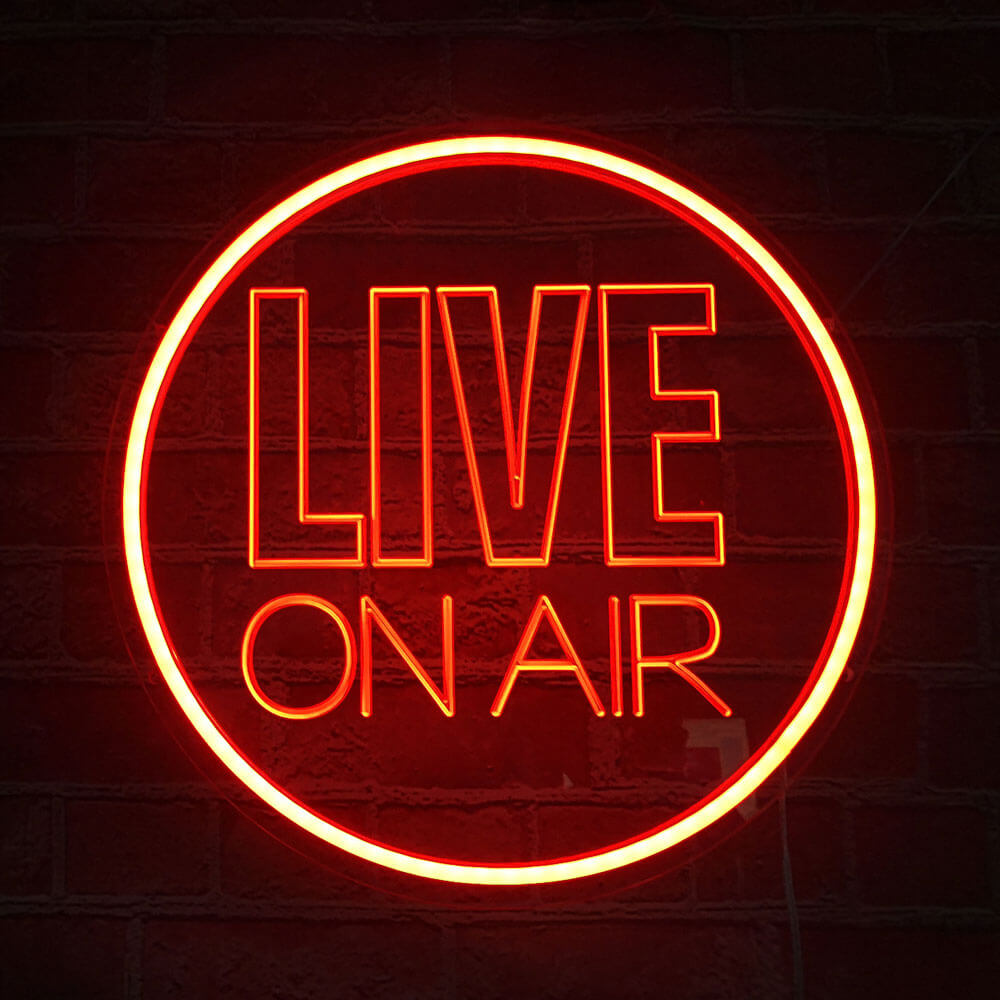 live on air neon sign red