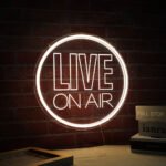 live on air neon sign white