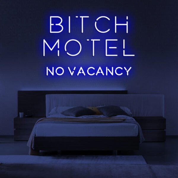 no vacancy neon sign blue