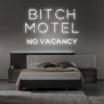 no vacancy neon sign white