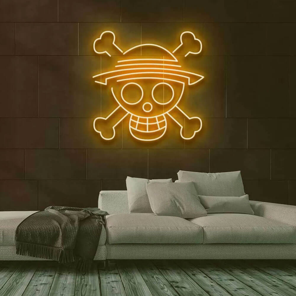 one piece neon sign yellow