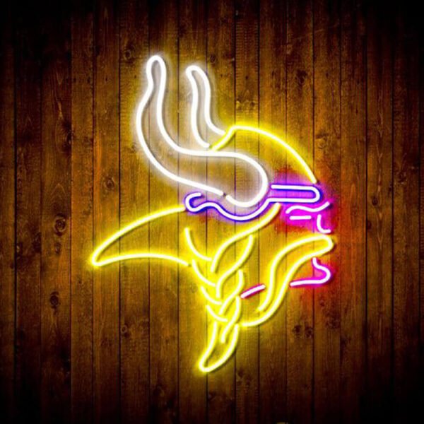 vikings neon sign yellow