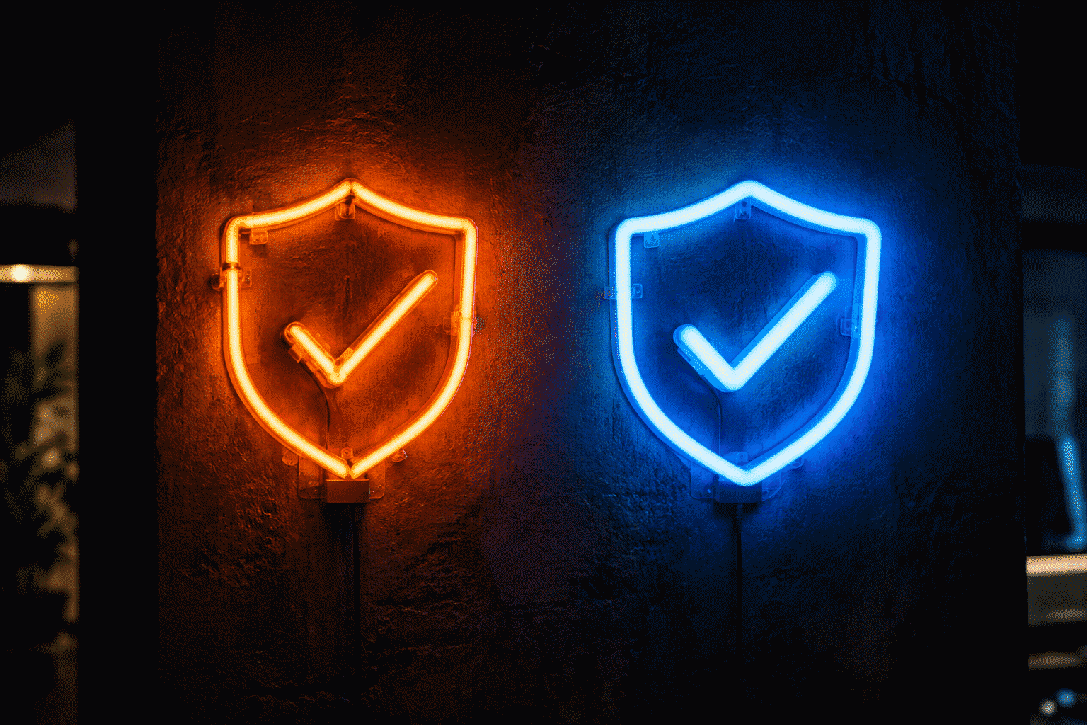 Are Neon Signs a Fire Hazard — visual for the section “Glass vs. LED: The Safety Comparison”: dark scene, glowing neon focal point, shallow depth of field