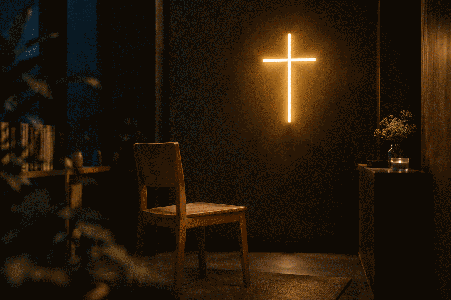 Cross Neon Sign — visual for the section “The Sensitivity Notes”: dark scene, glowing neon focal point, shallow depth of field