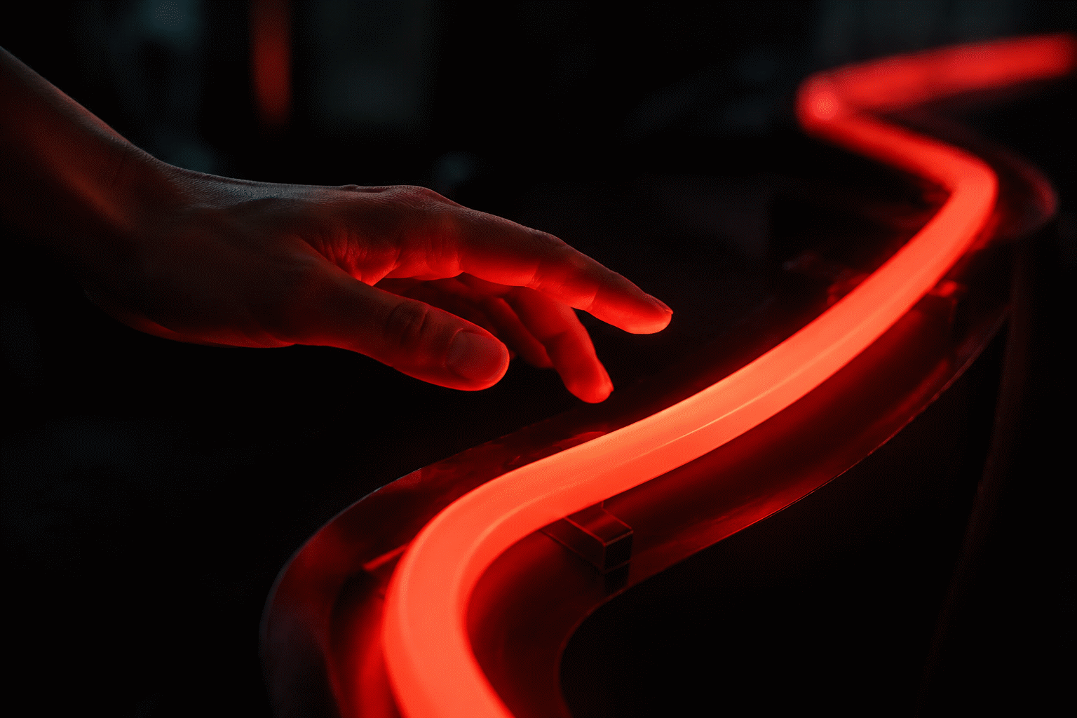 Do Neon Signs Get Hot — visual for the section “The Comparison Table”: dark scene, glowing neon focal point, shallow depth of field