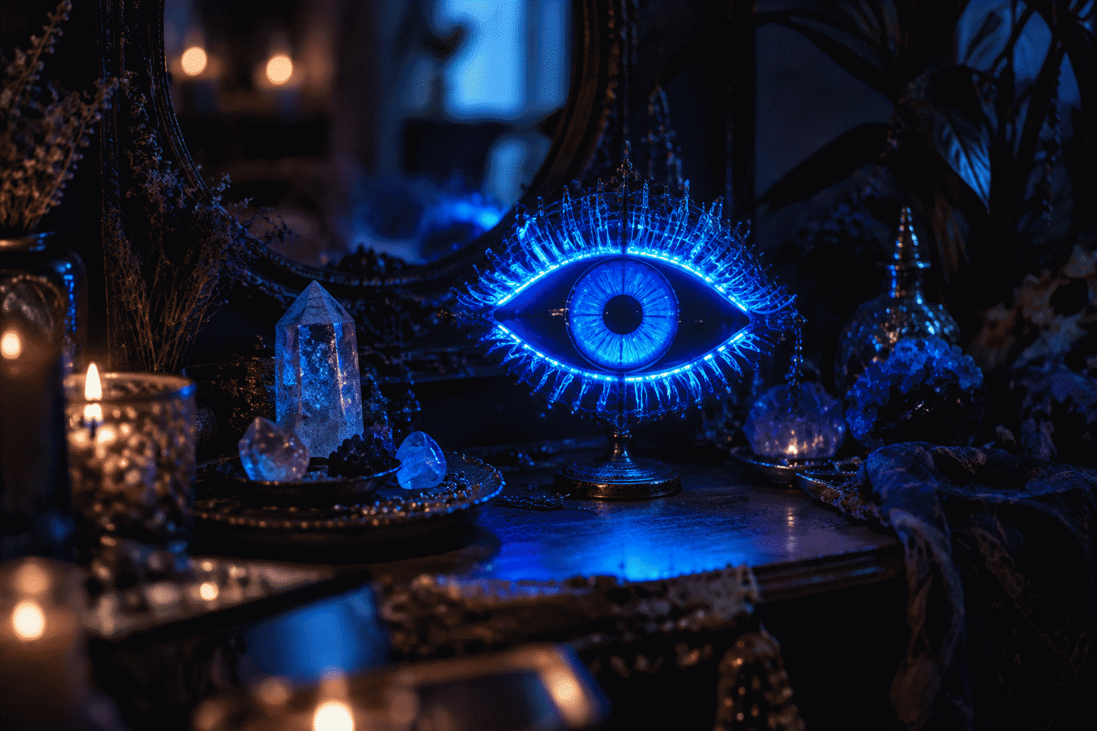 Eye Neon Sign Ideas — visual for the section “The Rooms”: dark scene, glowing neon focal point, shallow depth of field
