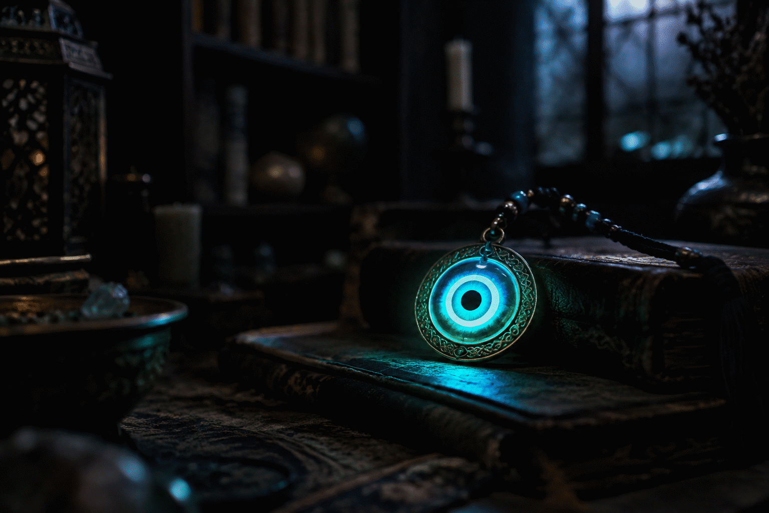 Eye Neon Sign Ideas — visual for the section “The Amulet in the Design Economy”: dark scene, glowing neon focal point, shallow depth of field